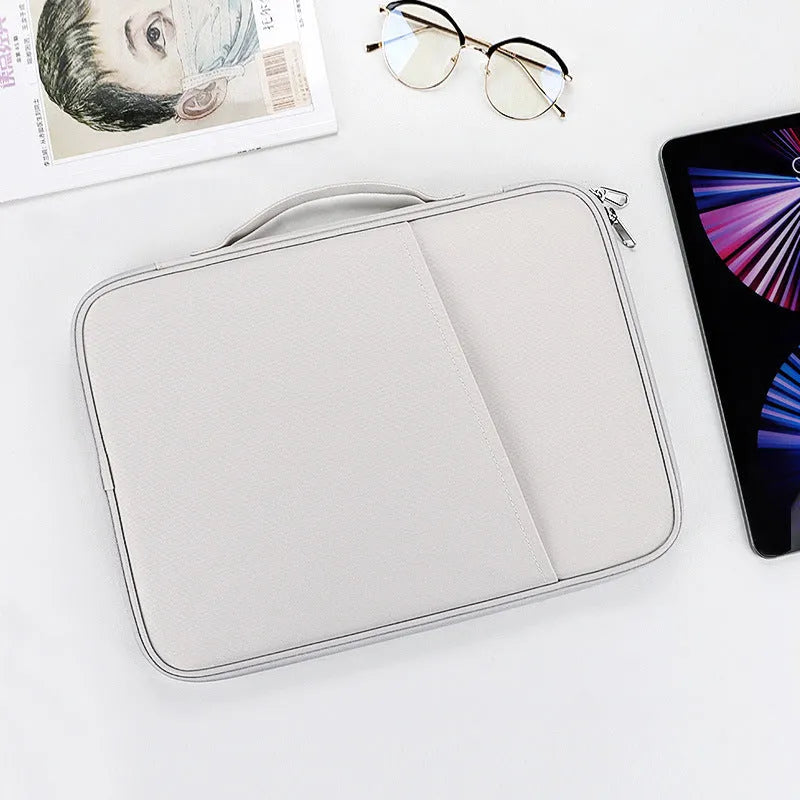 Flat liner storage bag in 420D nylon twill jacquard with soft handle, for 10.8-13 inch laptops, multiple colours.
