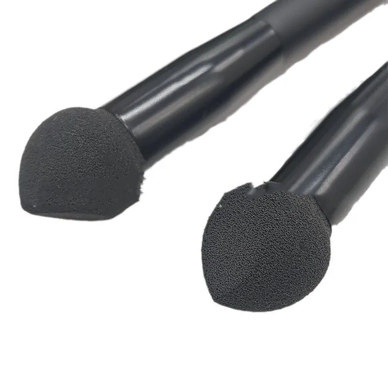 Black wooden handle concealer brush with sponge tip for dark circles