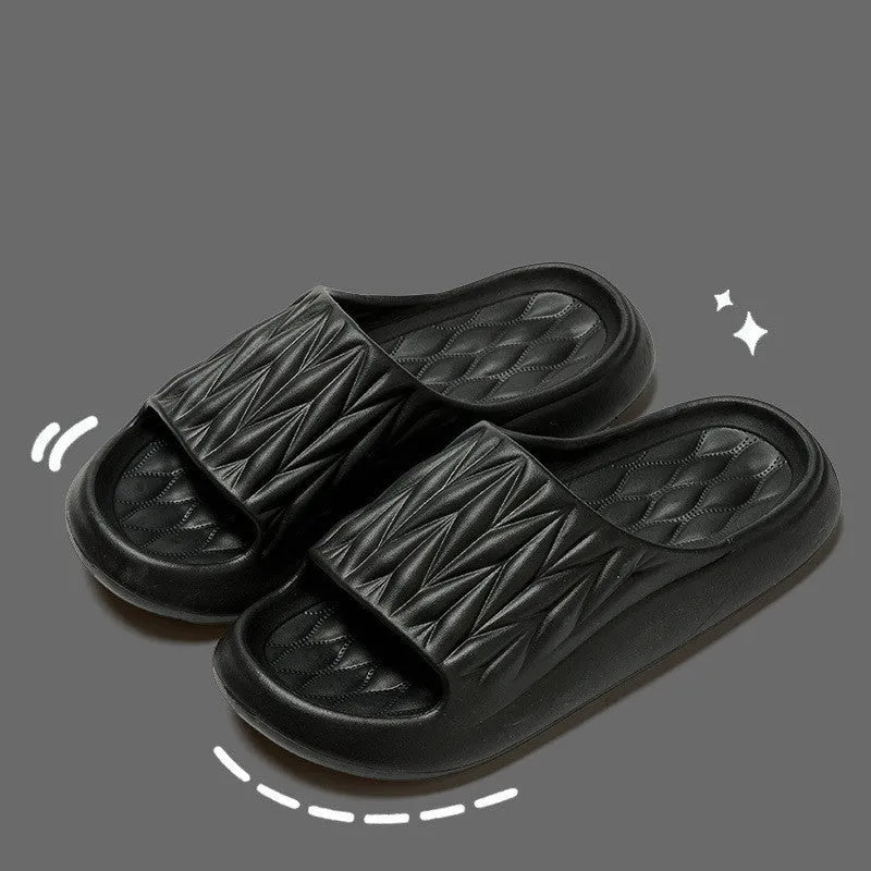 Leaf texture pattern EVA house slippers in assorted colours with non-slip soles