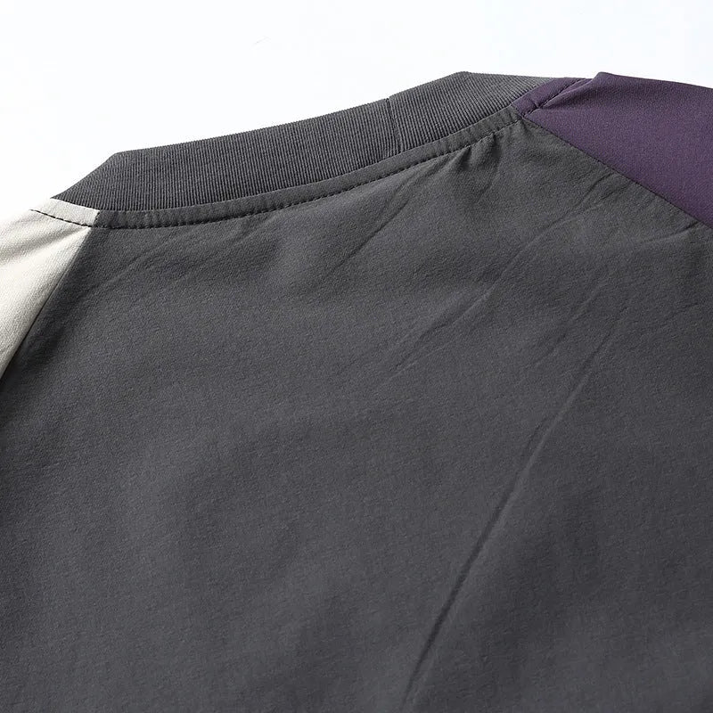 Dark grey men's T-shirt with raglan sleeves and contrast colour detailing