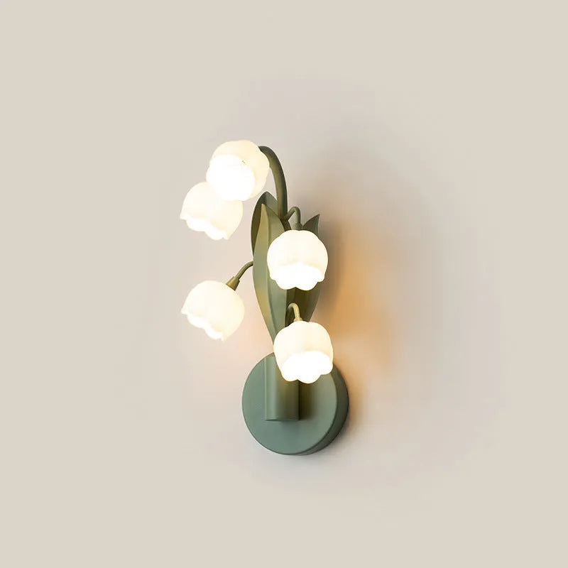Modern minimalist French pastoral wall lamp with green tricolour light and PC shade
