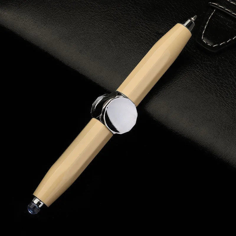 10.5cm metal ballpoint pen with spinning gyro decompression mechanism and LED light feature