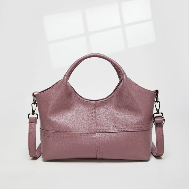 Women's horizontal square handbag in royal blue with stitching detail, 29x12x20cm, PU material