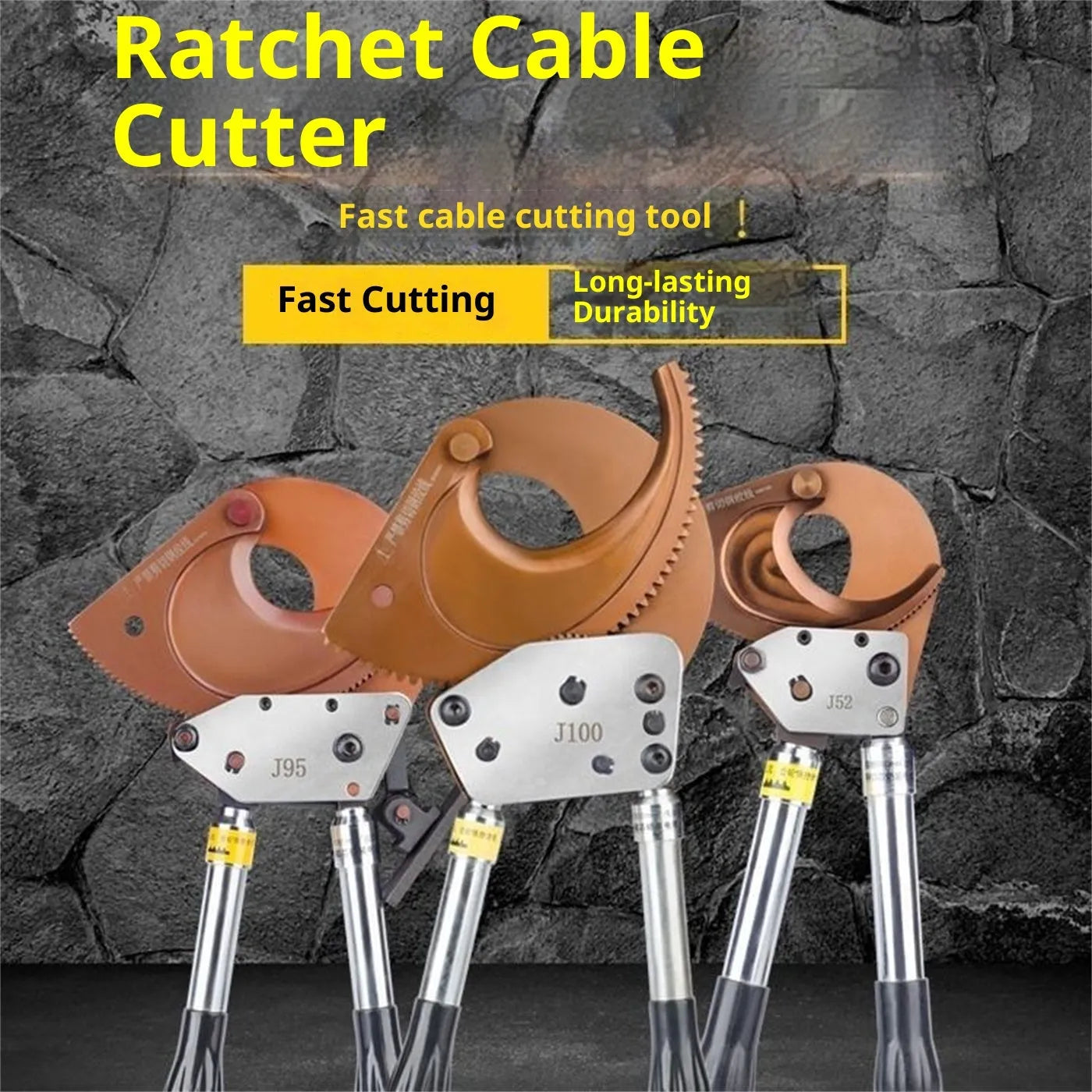 Ratchet-type wire cutter chromium-vanadium alloy steel for cutting cables up to 300 sq mm or 30 mm diameter