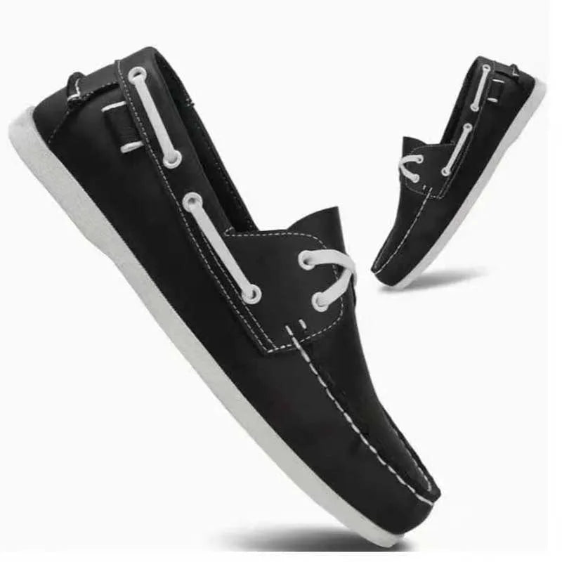 Men's British style casual shoes in artificial PU with flat heel and round toe