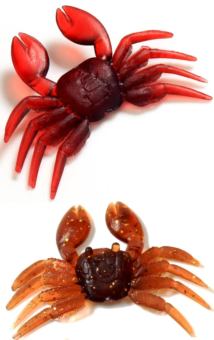 8cm PVC software crab fishing lure in brown or red crab colour for saltwater and freshwater fishing