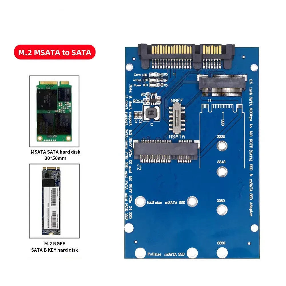 SATA3 to M.2 NGFF SSD conversion adapter card in black and blue colour options