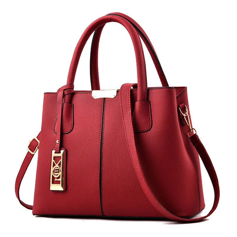Soft PU fashion handbag with leather shoulder strap in horizontal square shape