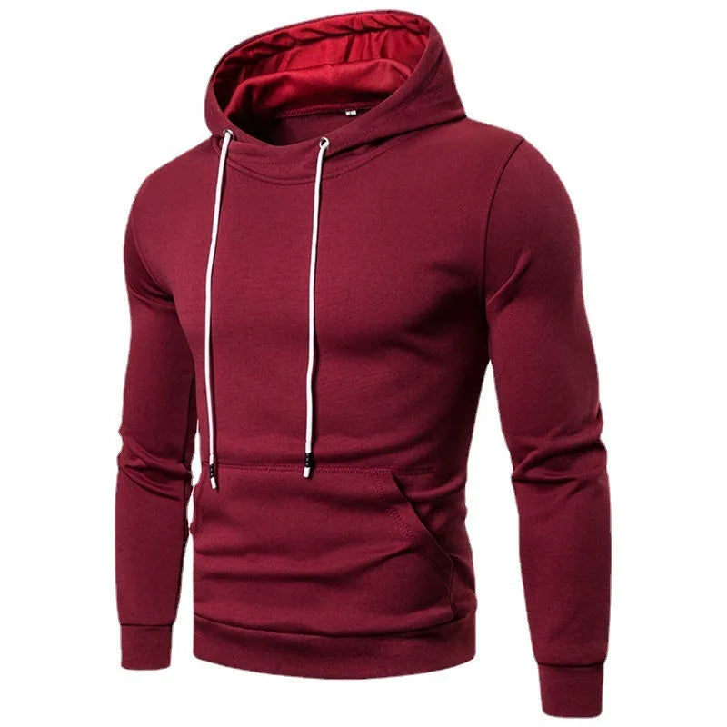 Men's plus size hooded fleece pullover sweatshirt in black, front view
