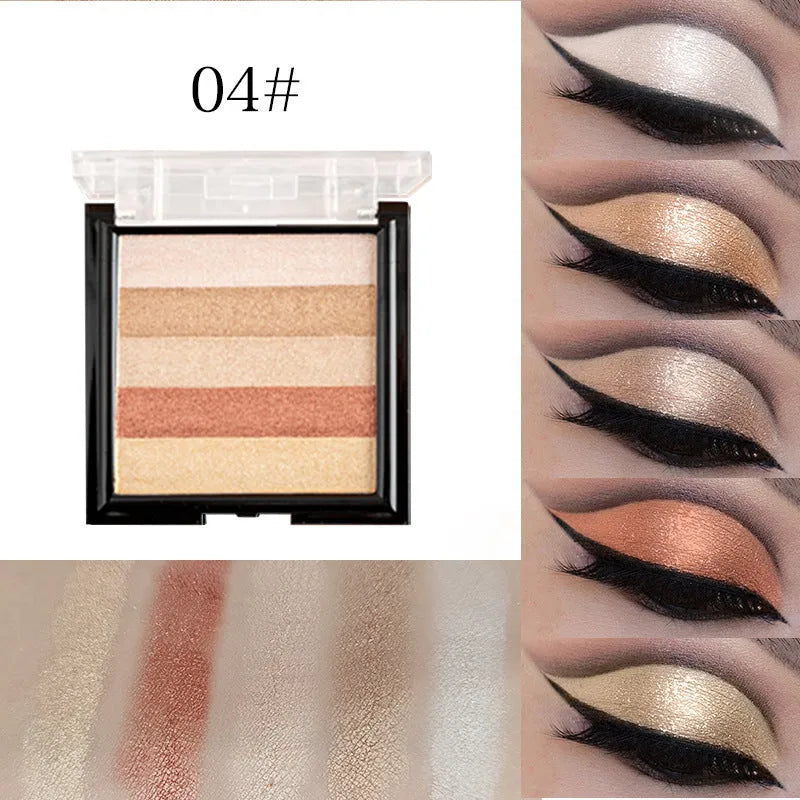 Eye shadow compact plate for contouring and brightening, showing six colour styles in a 12g palette.
