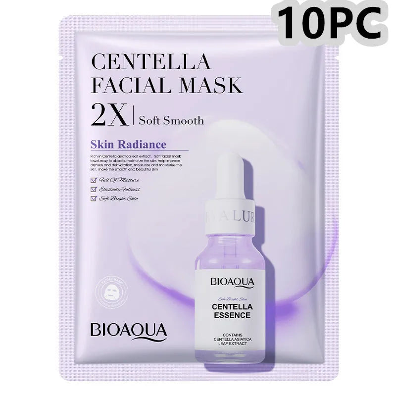 Single sheet of a white collagen face mask and a multi-pack box of 30g facial sheet masks.