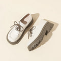 Women's apricot lace-up oxford shoe with 5cm thick heel and superfine fibre upper