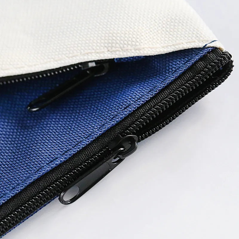 Blue Oxford cloth double-layer zipper document storage bag for A4 papers and test organisation.