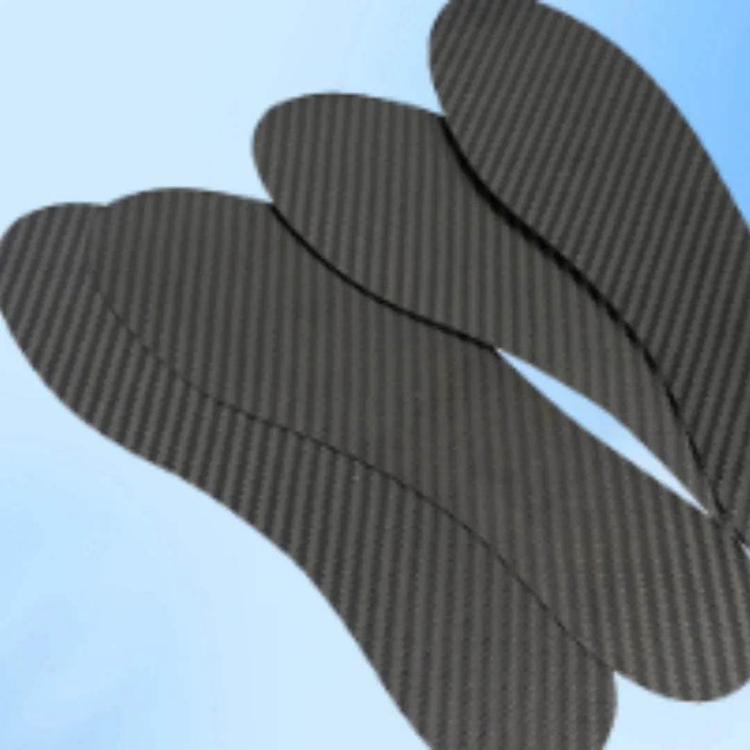 3K full palm carbon fibre running insoles showing black colour and textured surface