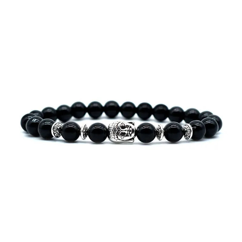 Handmade tiger eye bracelet with 19mm Buddha head in unisex design