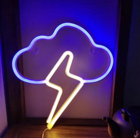 Blue cloud lightning LED neon lamp with dimmable warm white lighting for wall decoration