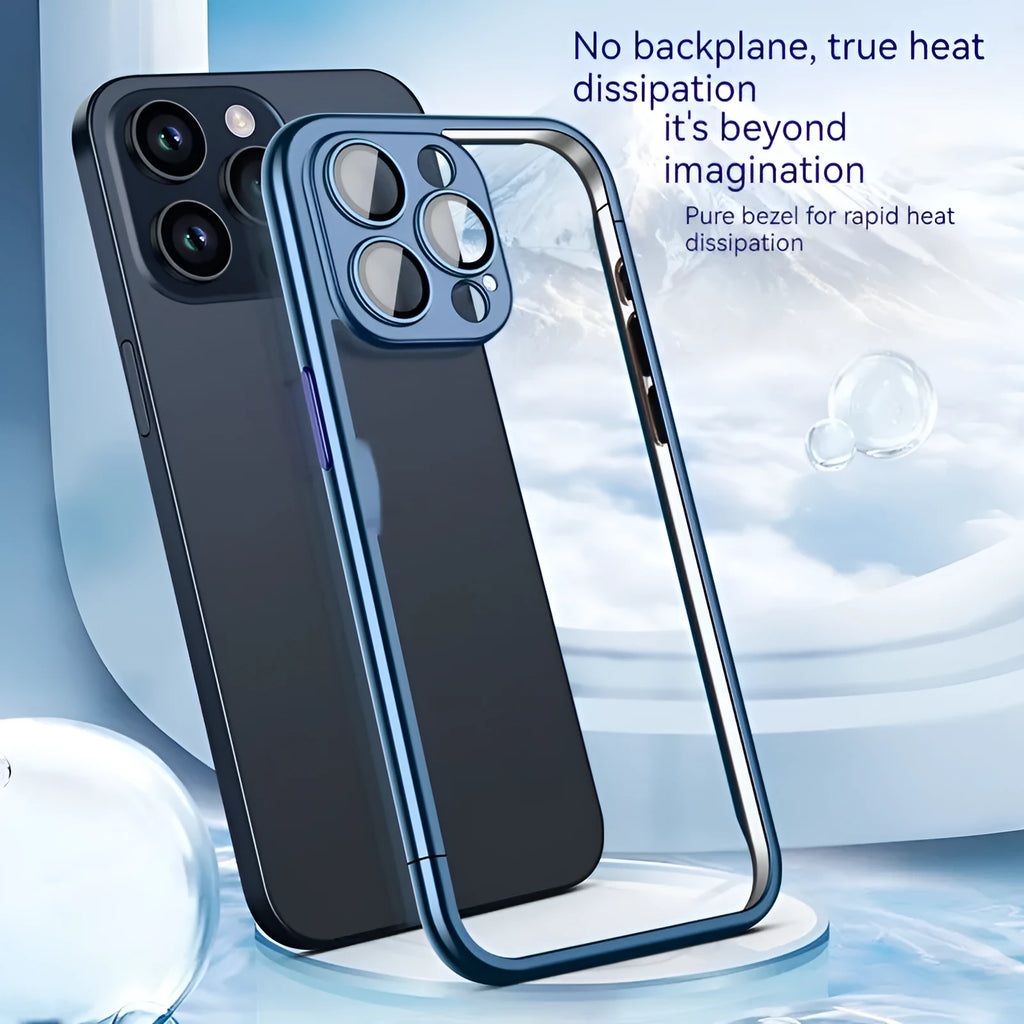Matte plating frame phone case for Apple iPhone in Titanium Gray with glass lens protector