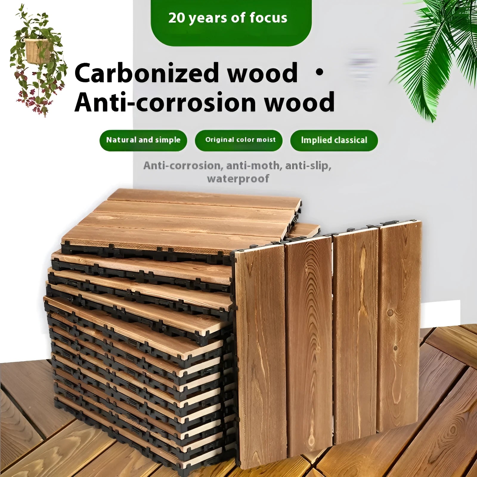 30cm square camphor pine wood flooring tile with brush wax oil or brushed durable finish