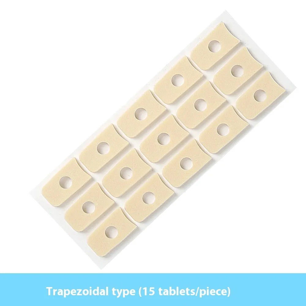Assorted pack of women's heel corns protective toe pads showing circular, oval, and U-shaped PU adhesive pads.