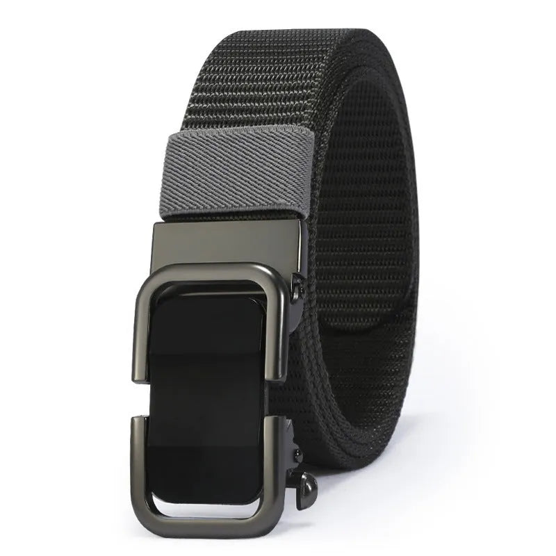 Men's nylon canvas belt with toothless alloy buckle in 120cm length