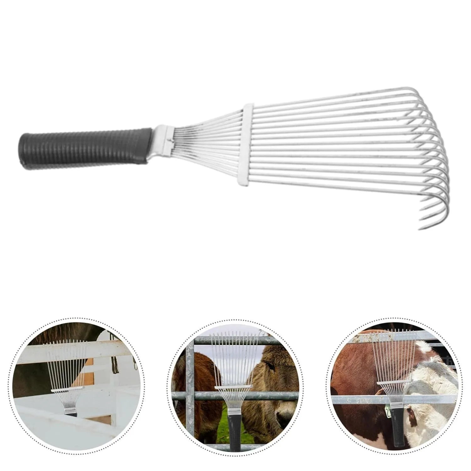 Stainless steel dematting brush rake for grooming horses and large dogs