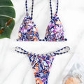 Women's floral print triangle bag swimsuit in polyester fabric with briefs cut