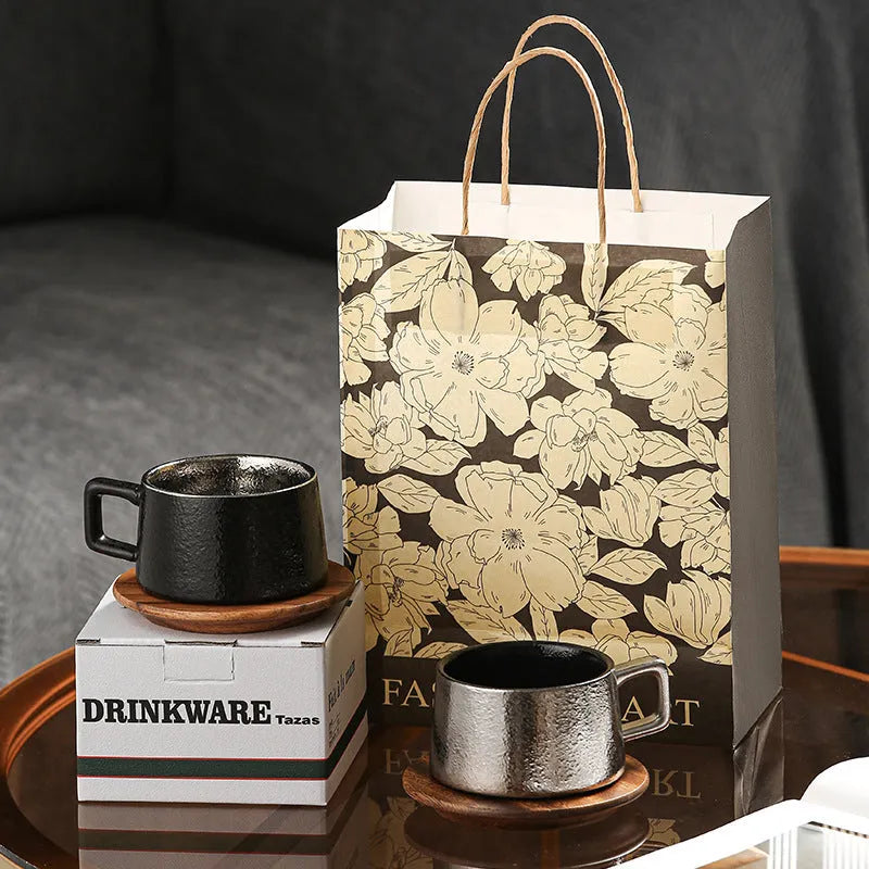 Office gift tumbler coffee cup suit with gold plated packaging and 250ml capacity cup