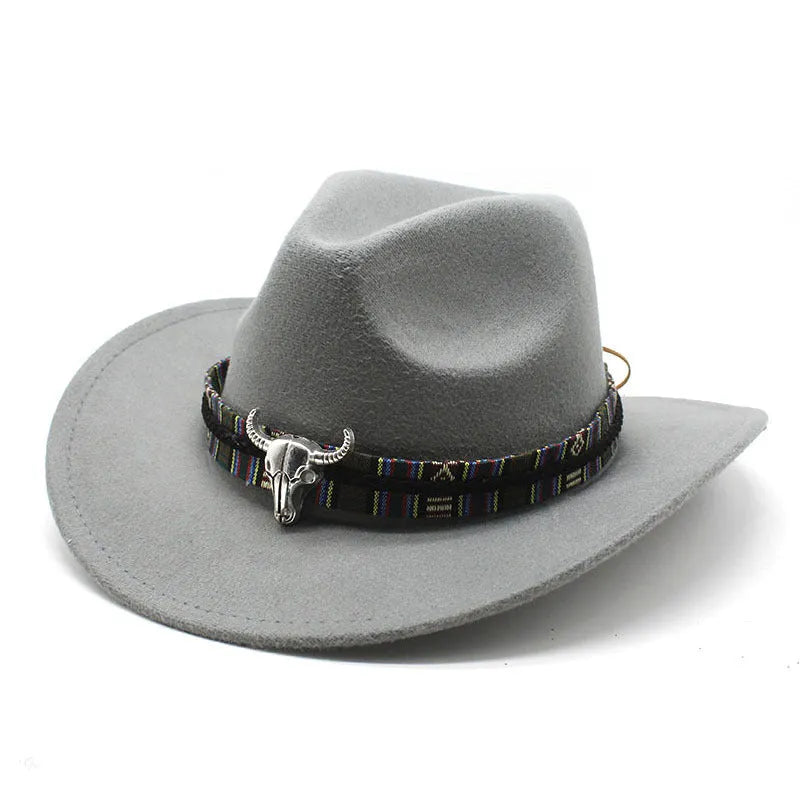 Western cowboy hat with bell crown in polyester fabric, shown in multiple colour options