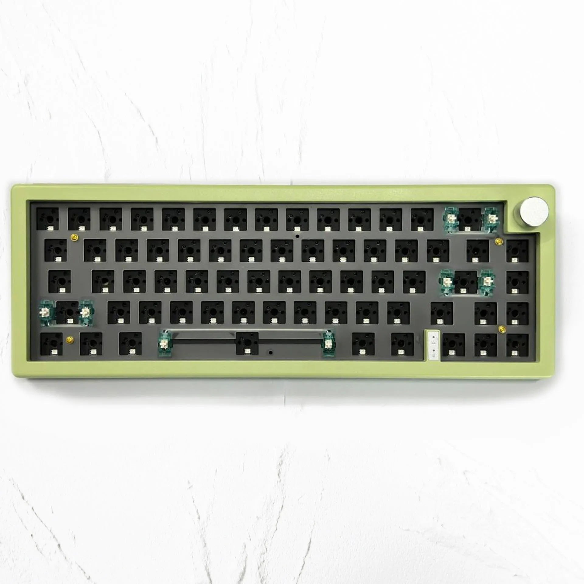 DIY mechanical keyboard kit with RGB backlighting, knob control, and seven colour options