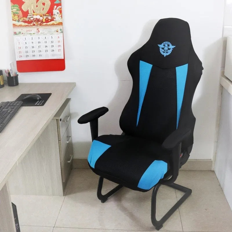 Dustproof polyester chair cover set for home computer chair, 80x88cm, black red, with armrest covers