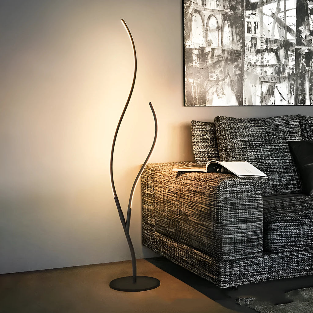 Fashion Twig Artistic Line Floor Lamp in black with silicone shade and aluminium frame