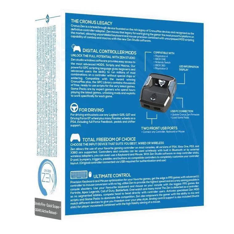 Wired wireless controller converter in black plastic for connecting game controllers