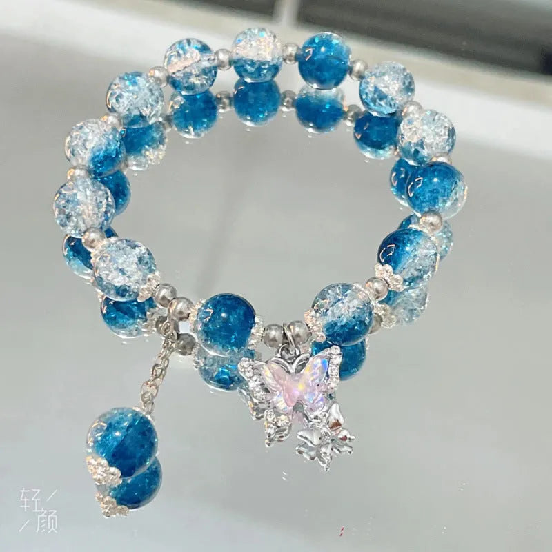 Chinese style glass bracelet with bamboo joint details in a red Lvzhu Duobao design.