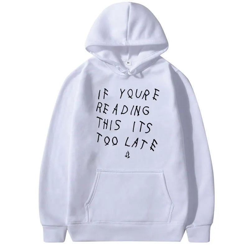 Letter print hoodie for men and women in polyester fibre, side seam pockets, pullover style, available in multiple colours