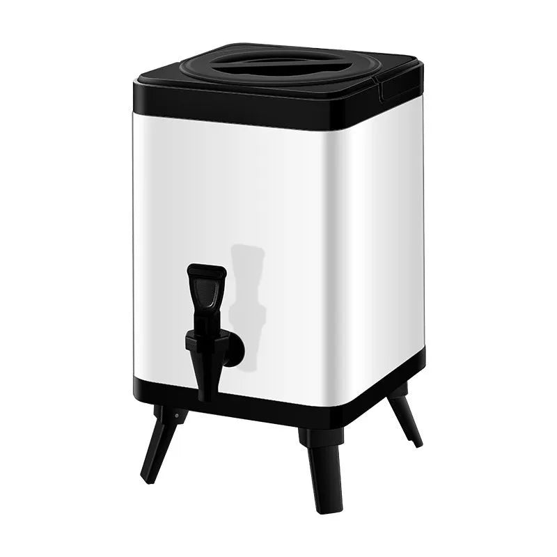 Silver stainless steel square lock cold insulation barrel with 8 litre capacity for milk tea shops