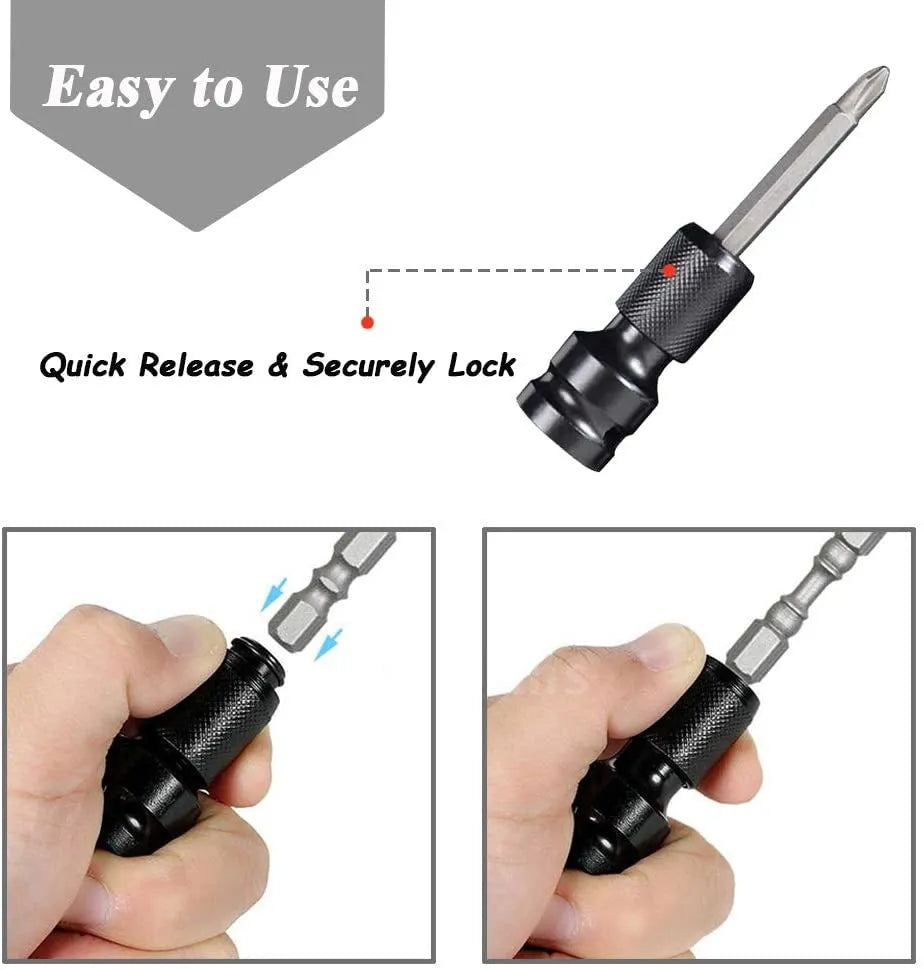 Scaling bit holder with telescopic sleeve and hexagonal handle for electric wrench adaptation