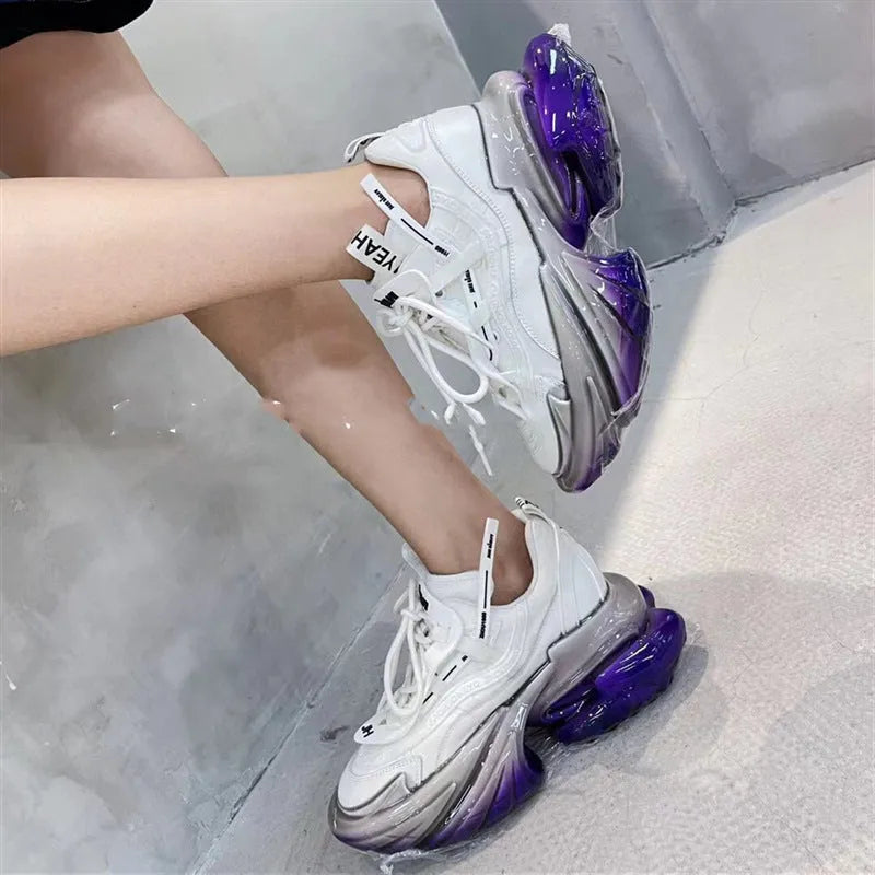 Women's green leather casual sports shoes with jelly detailing and white cross-tie lacing