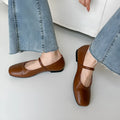 Retro Mary Jane shoes in sheepskin with low heel, round toe, black colour