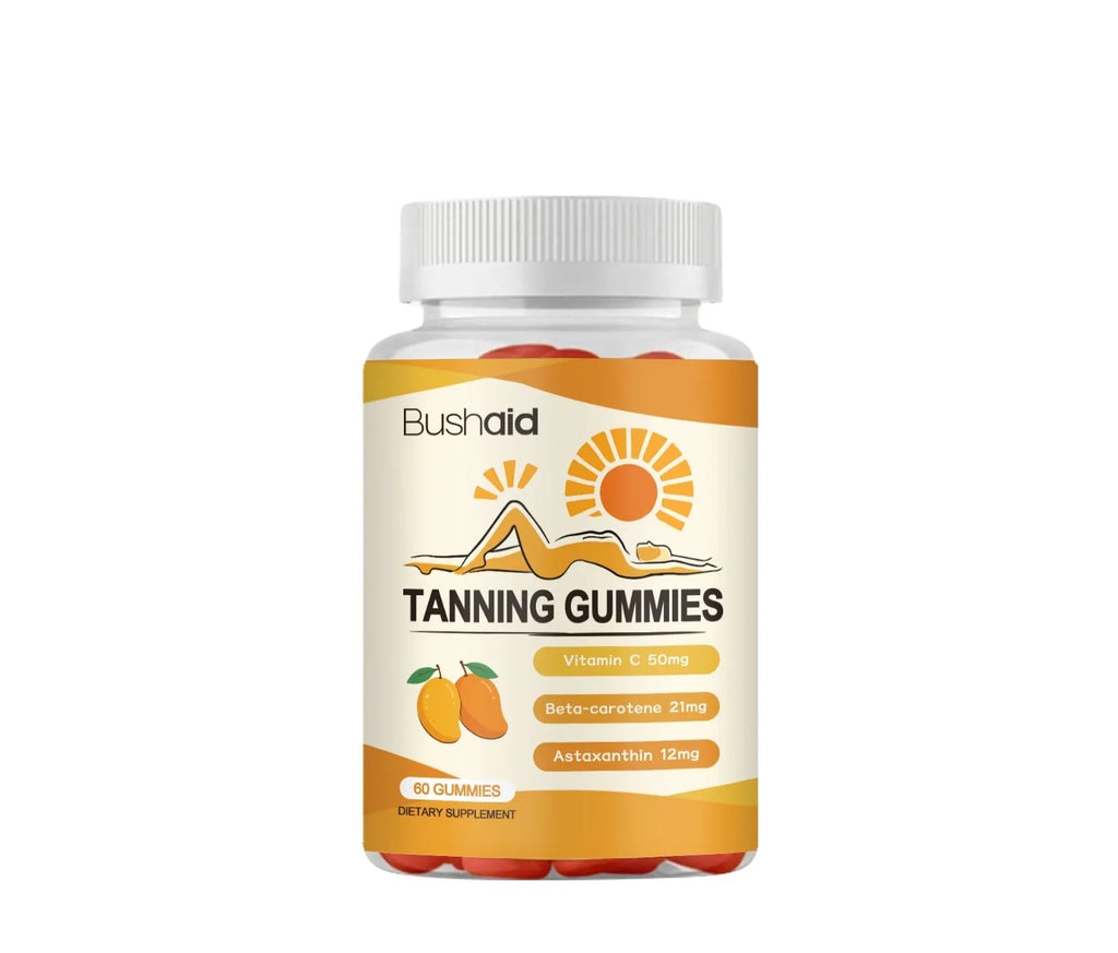 Bottle of Meihei Gummies soft candy dietary supplement containing 60 gummies with astaxanthin and vitamins.