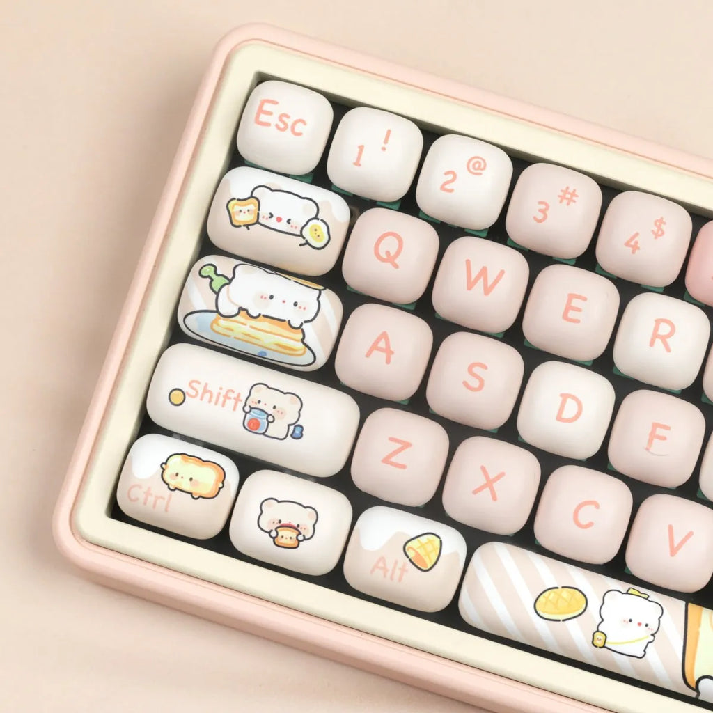 MOG profile mechanical keyboard key caps with Steamed Bread designs in PBT plastic