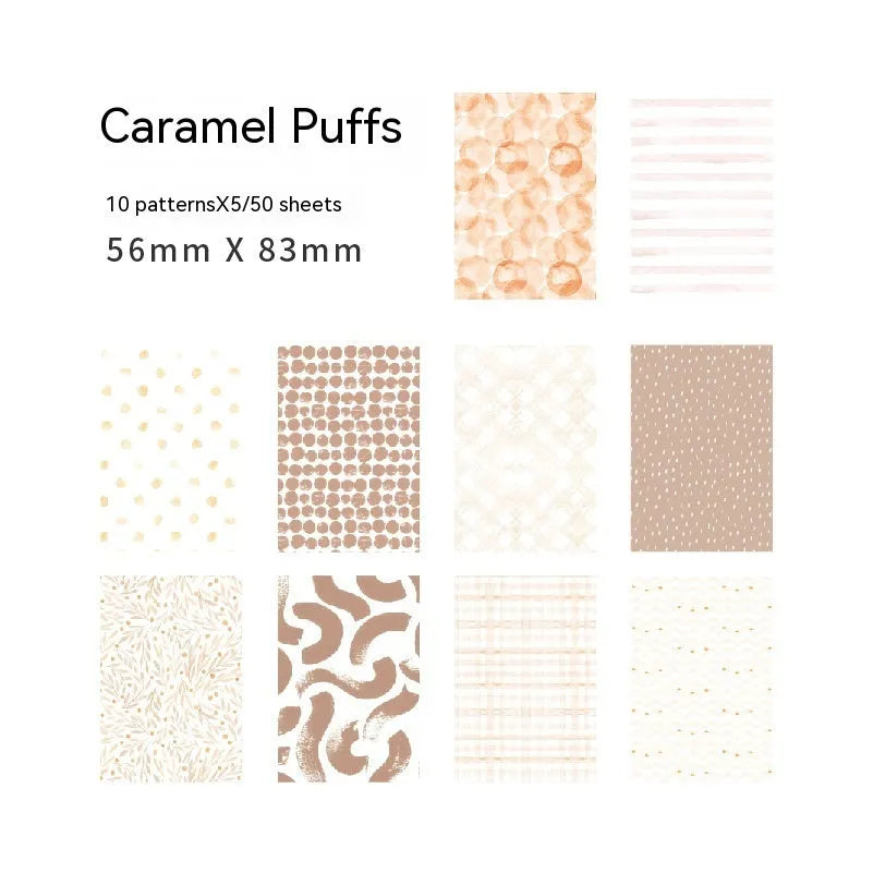 Retro collage material sweet light note paper in dessert colours measuring 56mm by 83mm