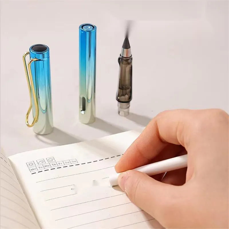 Portable eternal pencil HB gold blue colour with plastic body and copper tip