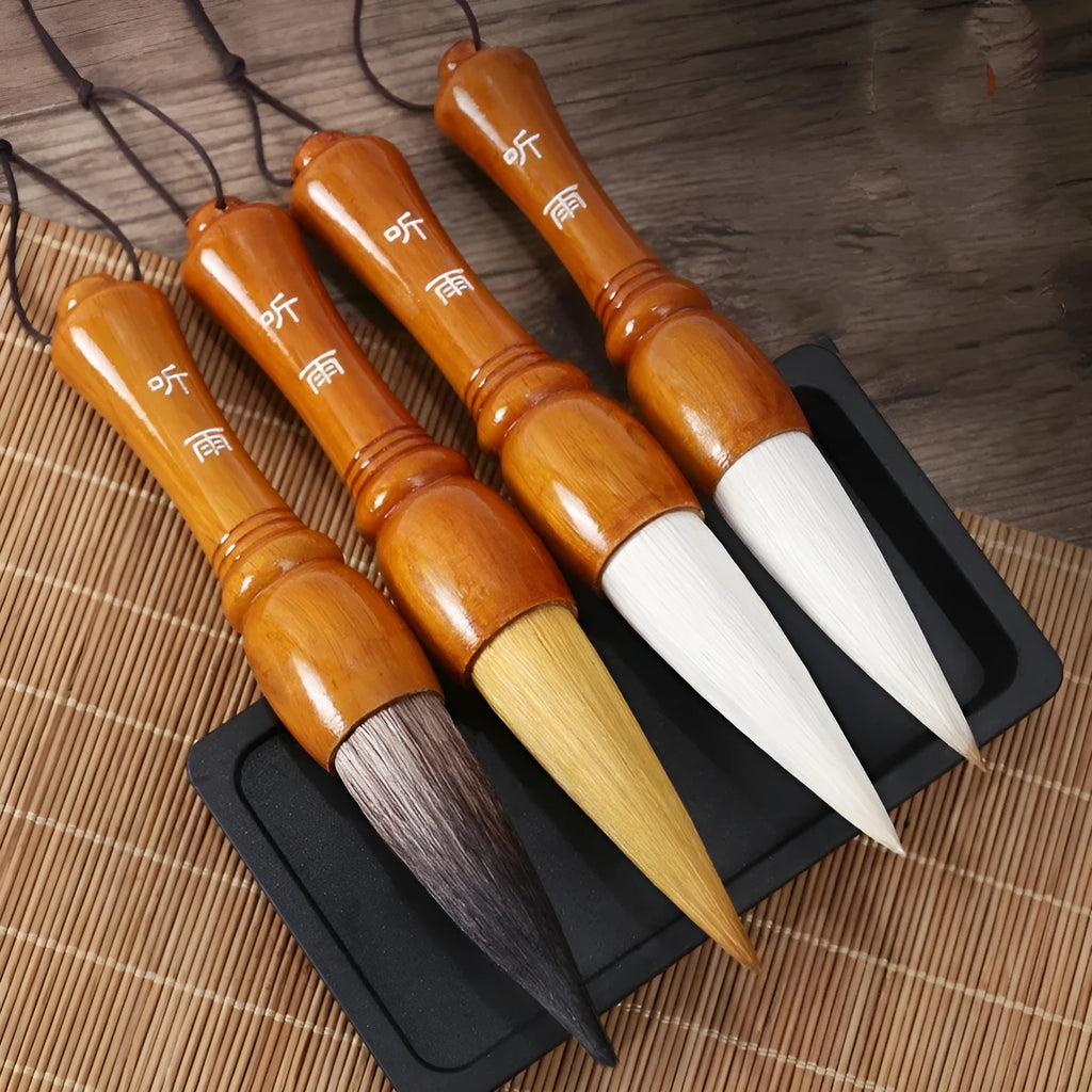 Large traditional Chinese painting brush with wolf and sheep hair bristles in big bucket handle