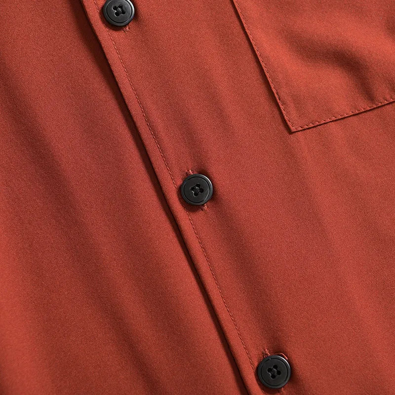 Men's loose short sleeve summer shirt in pure cotton polyester blend with Japanese fresh style