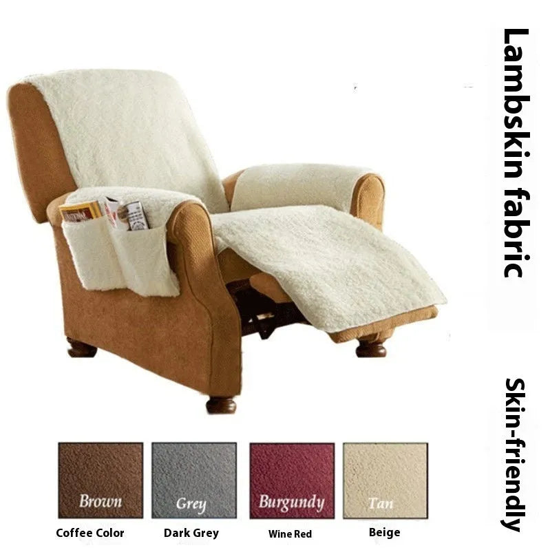Universal sofa cushion cover in lambswool-textured polyester fabric showing colour and size options