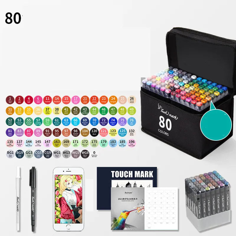 Watercolour pen set for children with 24 colours in a pencil bag, flower design