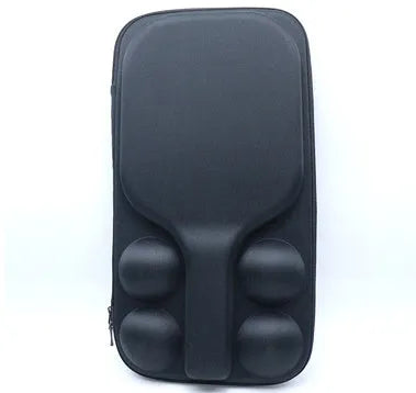 Black waterproof pickleball storage case with double shoulder straps showing organised interior compartments