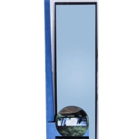 Curved blue anti-glare rearview mirror for cars with snap-on fitting, 270mm wide