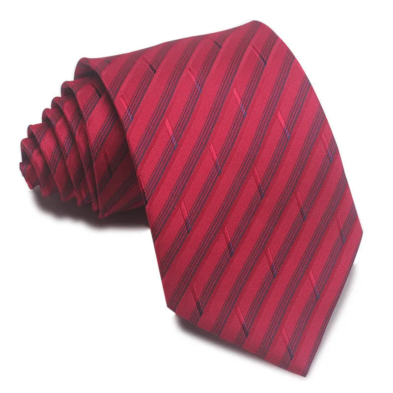 8cm wide polyester jacquard business tie with striped pattern in various colour options