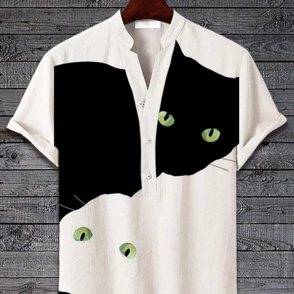 3D digital animal style short sleeve shirt on a hanger, showing graphic print detail.